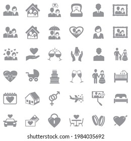Couple Icons. Gray Flat Design. Vector Illustration.