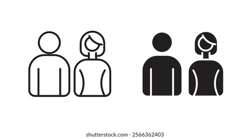 Couple icons in line stroke and flat versions