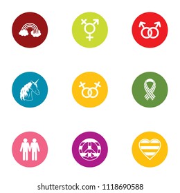Couple icons set. Flat set of 9 couple vector icons for web isolated on white background