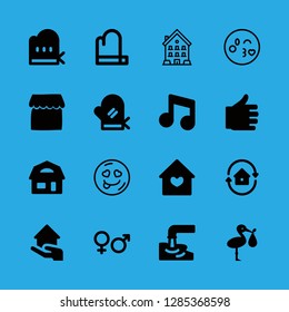 couple icons set with mitten, hand silhouette of a man and in love vector set