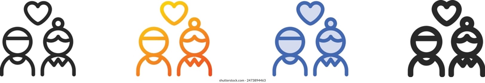 couple icon.Thin Linear, Gradient, Blue Stroke and bold Style Design Isolated On White Background