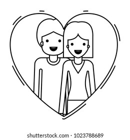 couple inside heart characters