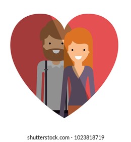 couple inside heart characters