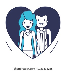 couple inside heart characters