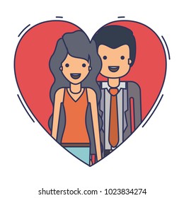 couple inside heart characters