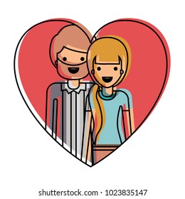 couple inside heart characters