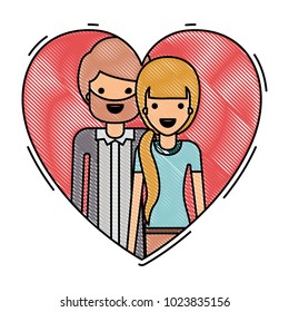 couple inside heart characters