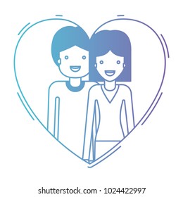 couple inside heart characters