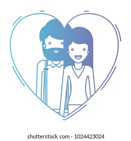 couple inside heart characters