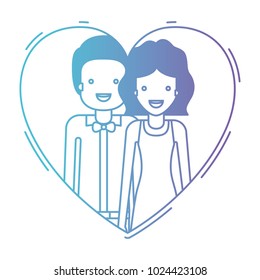 couple inside heart characters