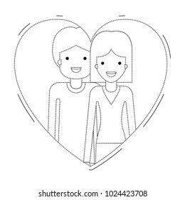 couple inside heart characters