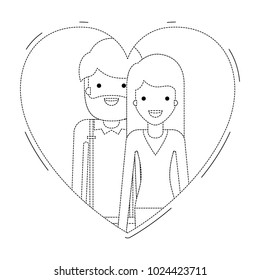 couple inside heart characters