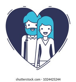 couple inside heart characters