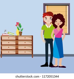 Couple inside house