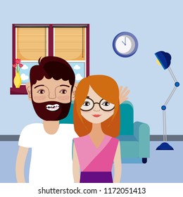 Couple inside house