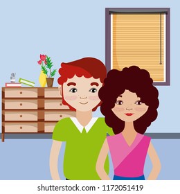 Couple inside house