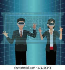 couple interactivity vr goggles display virtual technology