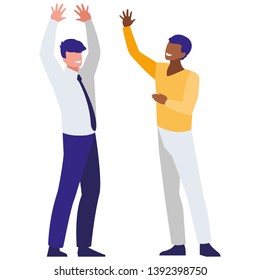 couple of interracial businessmen avatars characters
