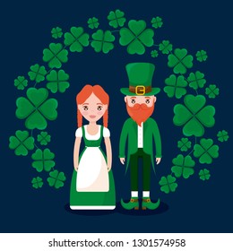 couple irish with frame of clovers