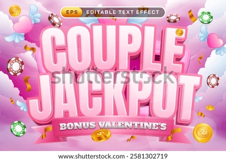 couple jackpot valentines day 3d text effect and editable text effect