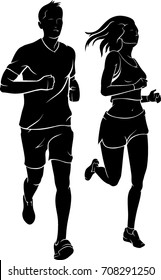 Couple Jogging Silhouette