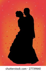 Couple just married vector silhouette