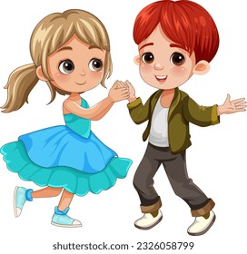 Doppelkinder-Tanz mit verschiedenen Rennen und Illustration