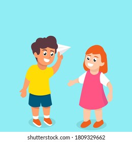 Couple of kids in Children's Day mascot design illustration