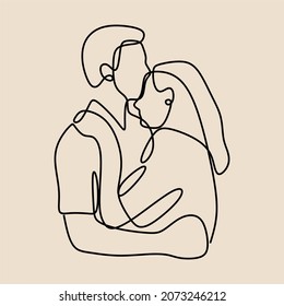 Couple Kiss Hugging Date Oneline Continuous Stock Vector (Royalty Free ...