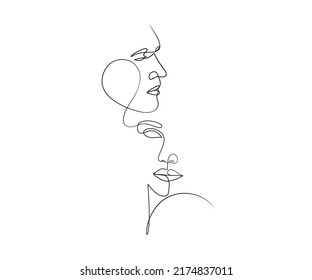 Couple Kiss Illustration One Line Drawing , Kiss Illustration, Printable Art, Stock Drawing