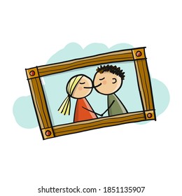 Couple kissing. Art frame for your designCouple kissing. Art frame for your design. Vector illustration
