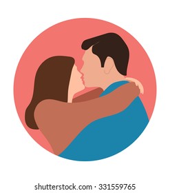 
Couple Kissing Colored Vector Illustration
