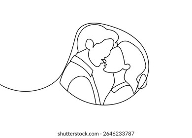 Casal beijando contínua um desenho de linha ilustração vetor minimalista