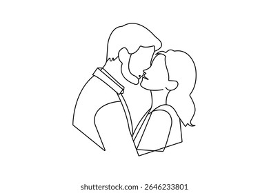 Casal beijando contínua um desenho de linha ilustração vetor minimalista