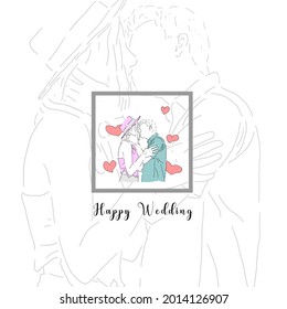 couple kissing, hand drawn style illustrator