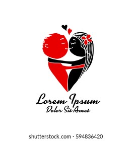 Couple kissing, heart shape sketch for your design