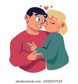 couple kissing and hugging illustration vector