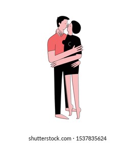 Couple kissing and hugging isolated image vector