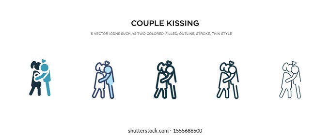 couple kissing icon in different style vector illustration. two colored and black couple kissing vector icons designed in filled, outline, line and stroke style can be used for web, mobile, ui