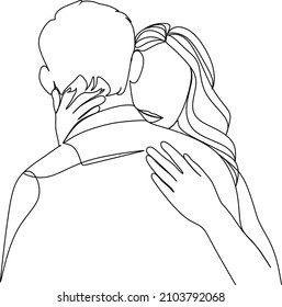 Premium Vector  Sketch of a young couple in love.line art in a minimalist  style.modern art.