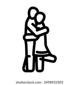 couple kissing love line icon vector. couple kissing love sign. isolated contour symbol black illustration