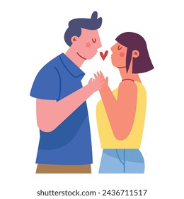 couple kissing lovely illustration vector