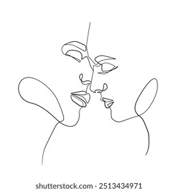 Casal Beijando Um Desenho De Linha. Amor Conceito Abstrato Moderno Desenho de Arte de Linha para Decoração de Parede, Impressões, Cartazes. Abstrato Minimalista Decoração Quarto Desenho de Mão. Vetor EPS 10	