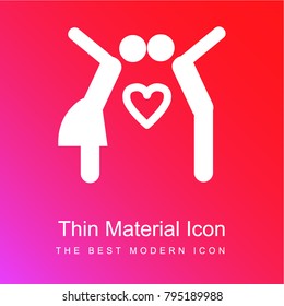 Couple Kissing red and pink gradient material white icon minimal design