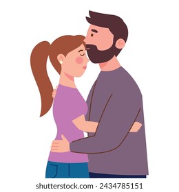 couple kissing romance isolated illustration