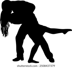 Couple kissing silhouette isolated on white background. Vector silhouette couple man and woman in love black on white background. Vector illustration without artificial intelligence.