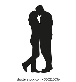 Couple kissing silhouette. In love