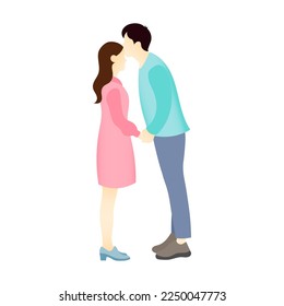 Couple kissing together isolated on white background illustration vector.