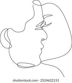 Couple kissing. Trendy line drawing. Couple illustration in one line. Minimalistic vector illustration. Continuous abstract one line drawing, hand drawn