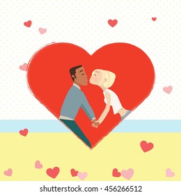 couple kissing wedding invitation card vector design 